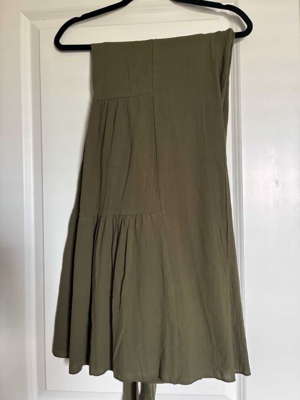 Cotton and Linen Blend Olive Green Tie-Waist Wide Leg Pants - Picture 7 of 8
